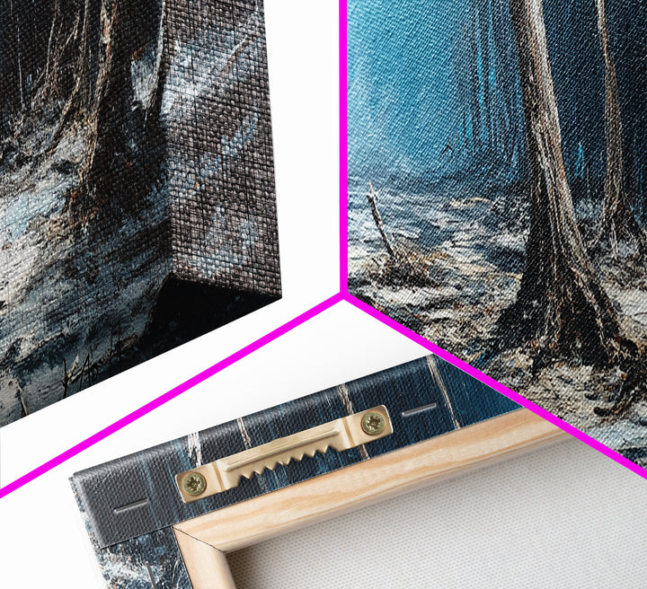 Dark Forest Mystical Canvas Print Moody Landscape Wall Art Gothic Nature Decor Haunted Woods Painting Spooky Halloween Gift