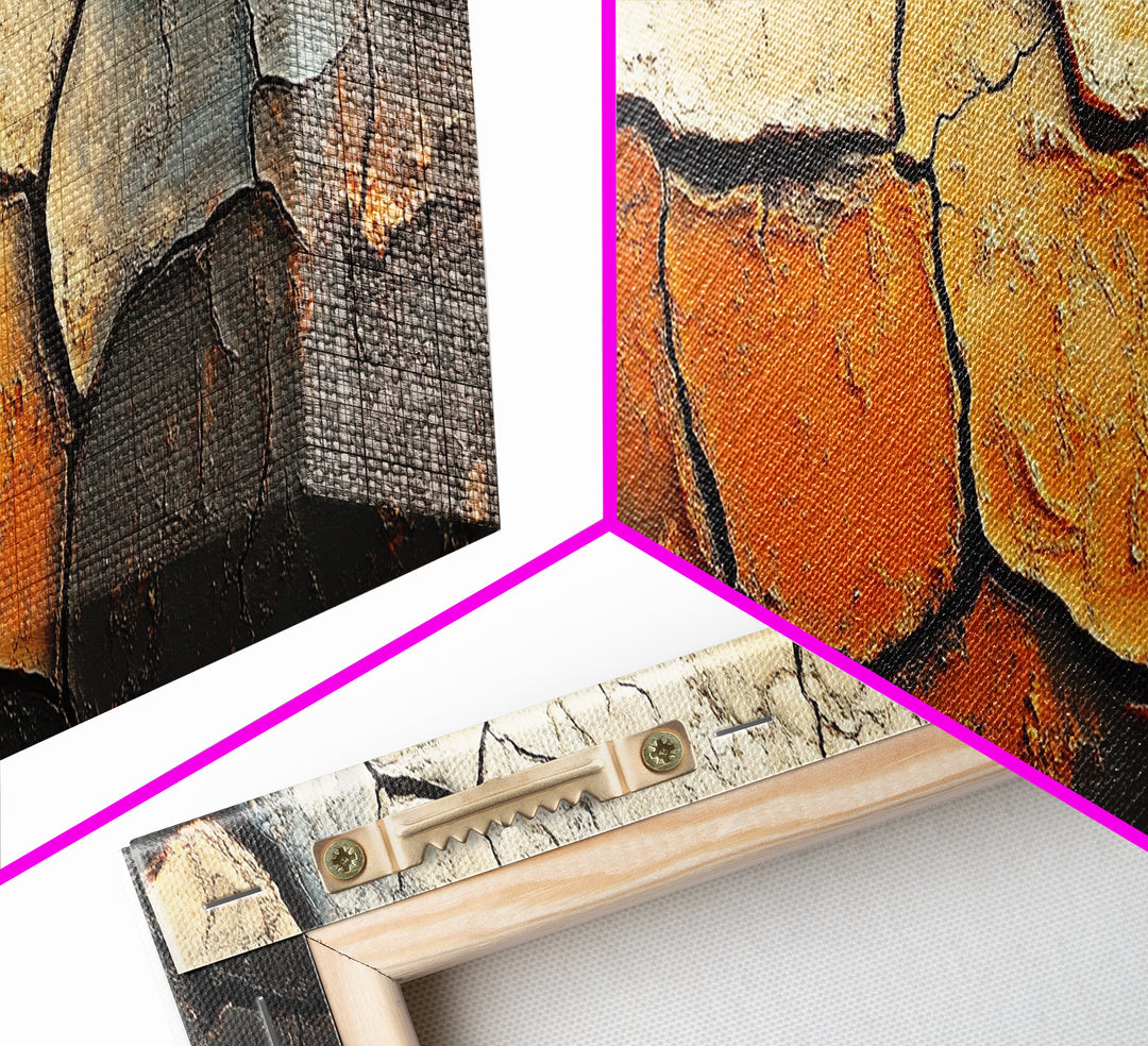 Cracked Earth, Textured Wall Art, Abstract Painting, Earthy Tones, Framed Canvas Print, Industrial Home Decor, Office Artwork