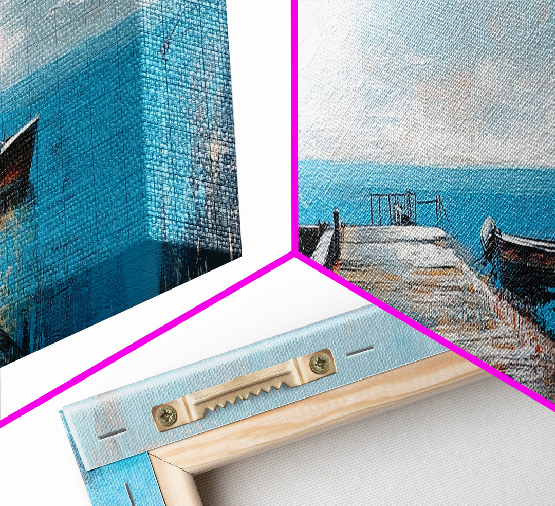Ocean Pier, Blue Coastal Art, Nautical Wall Decor, Beach House Art, Living Room Wall Art, Seascape Painting, Canvas Print