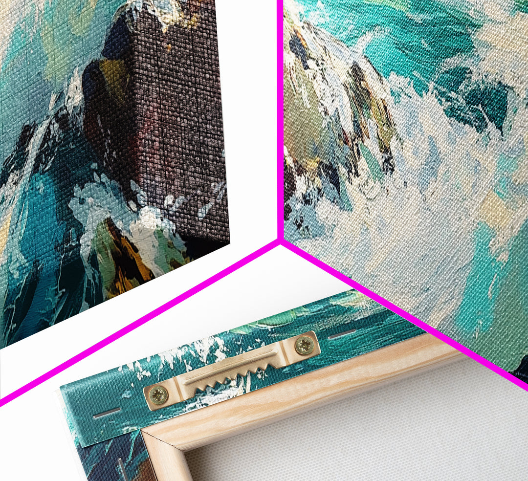 Ocean Waves, Coastal Seascape Art, Beach House Wall Decor, Blue Abstract Painting, Living Room Art, Modern Print, Canvas Print