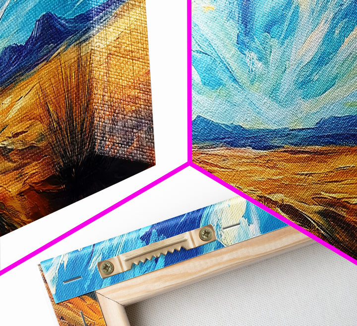 Desert Landscape, Sunset Over Mountains, Nature Painting, Home Decor, Living Room Art, Canvas Print, Framed Canvas Print
