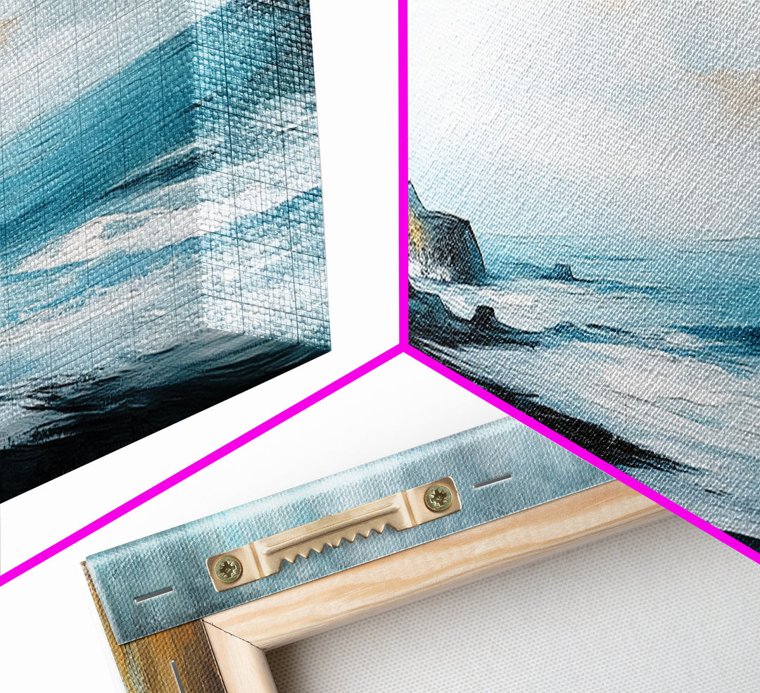 Coastal Cliff View Canvas Print Modern Landscape Painting, Minimalist Seascape Wall Art, Nature Theme Decor, Ocean View Artwork