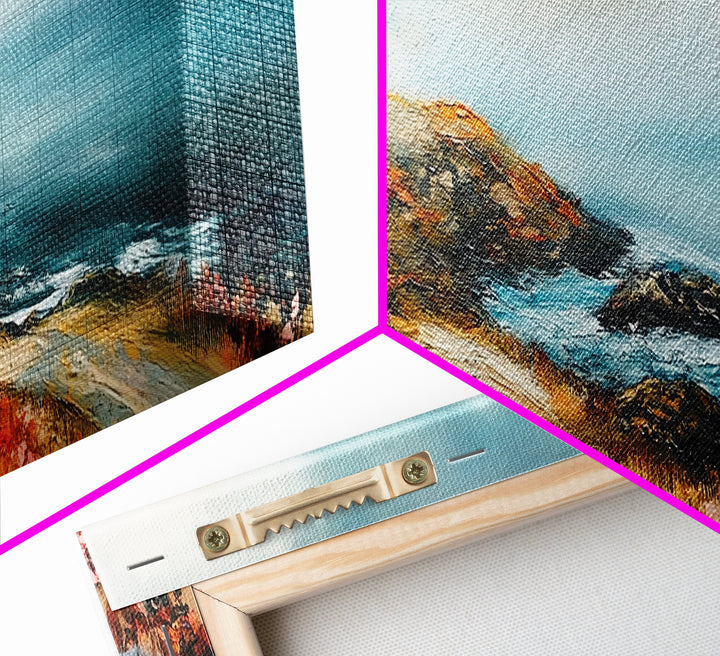 Coastal Cliffside Painting, Vibrant Seaside Landscape, Ocean Beach Art, Modern Nautical Wall Decor, Contemporary Bedroom Accent