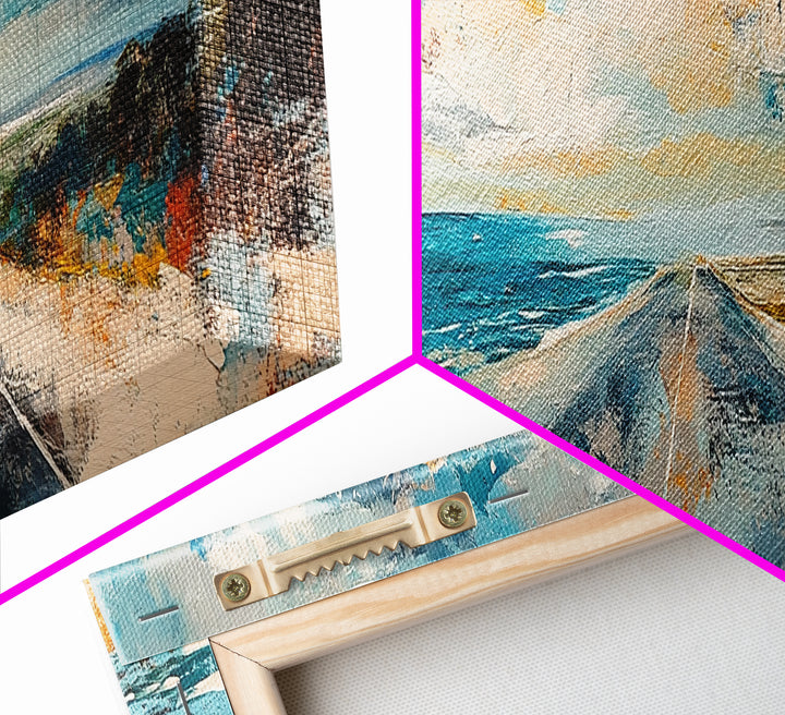 Coastal Highway Canvas Print, Ocean Road Painting, Scenic Landscape Wall Art, Travel Decor, Abstract Artwork, Office Wall Art