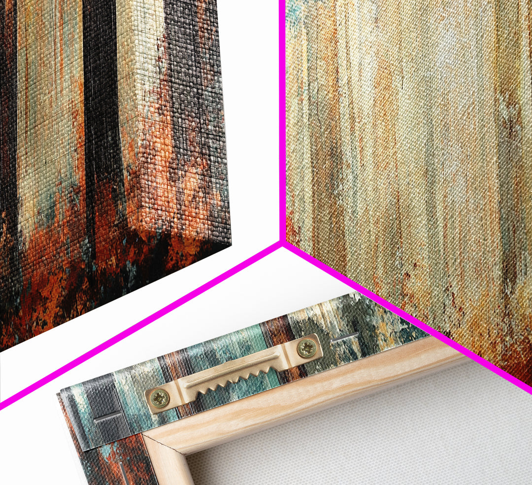 Autumn Forest Canvas Print, Rustic Fall Wall Art, Nature Landscape Painting, Cabin Decor, Earthy Tones, Cozy Living Room Art