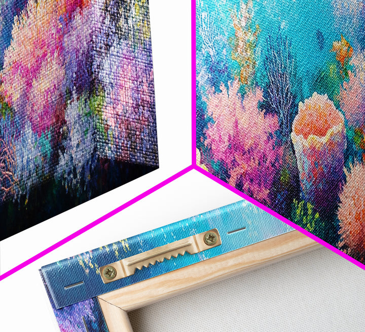 Deep Sea Fantasy Canvas Print, Oceanic Wonderland Wall Art, Marine Life Painting, Dreamy Underwater Aesthetic, Vibrant Colors