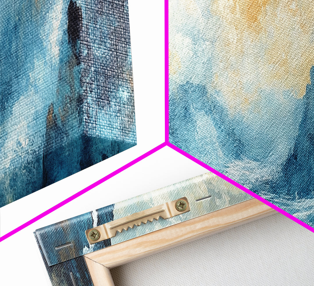 Abstract Mountain Waterfall Wall Art, Moody Landscape Painting, Modern Nature Art, Statement Artwork, Office Wall Decor