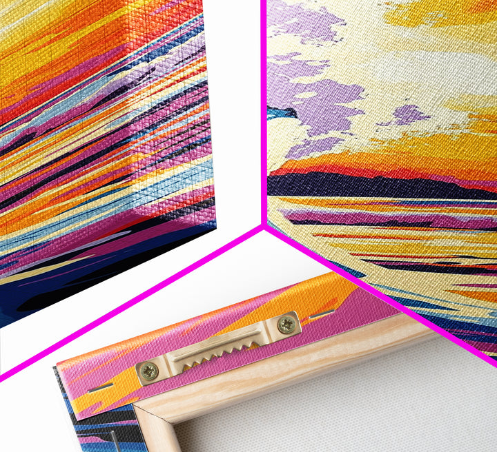 Ocean Wave, Coastal Sunset Wall Art, Beach House Decor, Nautical Theme, Surf Canvas Print, Vibrant Seascape, Modern Living Room Accent