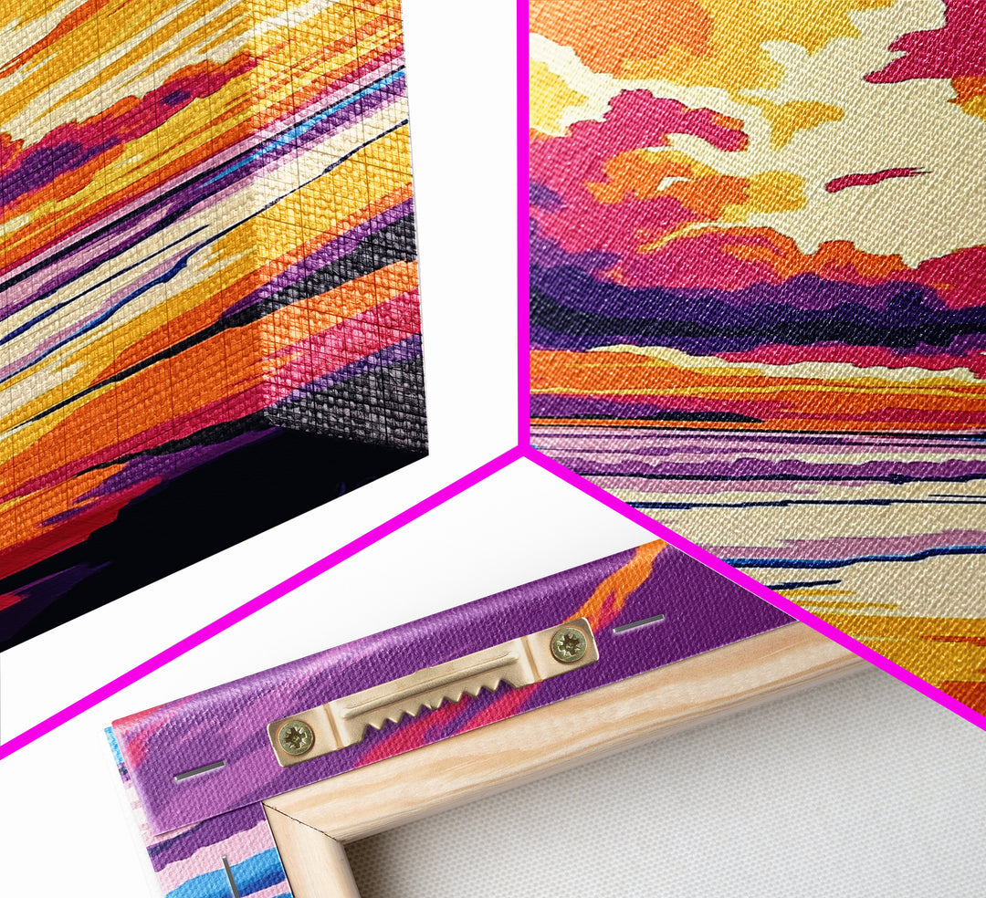 Ocean Sunset, Beach Art, Coastal Decor, Canvas Print, Vibrant Seascape, Modern Wall Art, Tropical Sunset, Bedroom Wall Decor