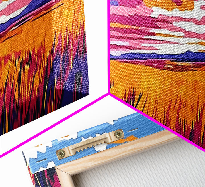 Autumn Fields, Sunset Landscape, Framed Canvas Print, Fall Wall Art, Vibrant Wall Decor, Rustic Home Decor, Large Canvas, Boho Art