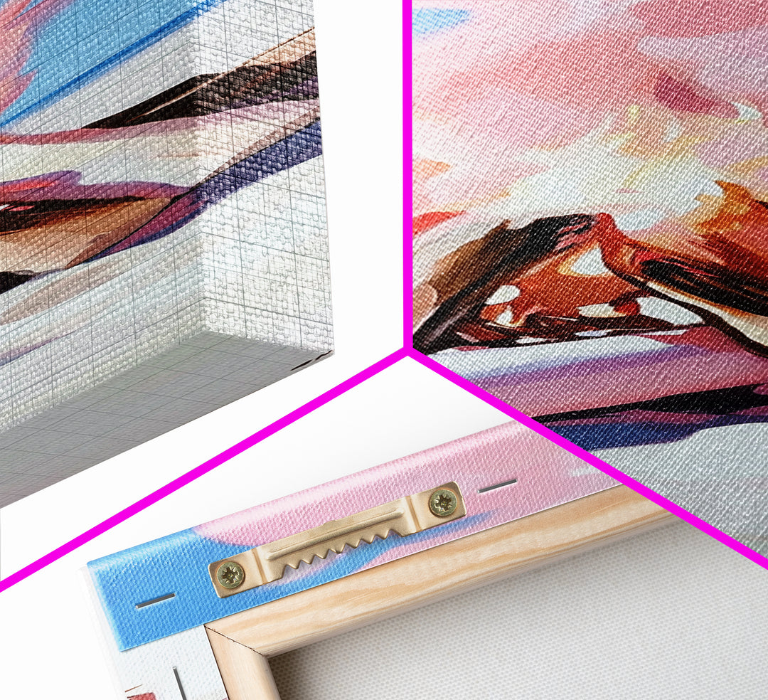 Bonfire Glow, Beach Campfire, Pink Flame Art, Framed Canvas Print, Coastal Decor, Warm Aesthetic, Living Room or Bedroom Wall Art