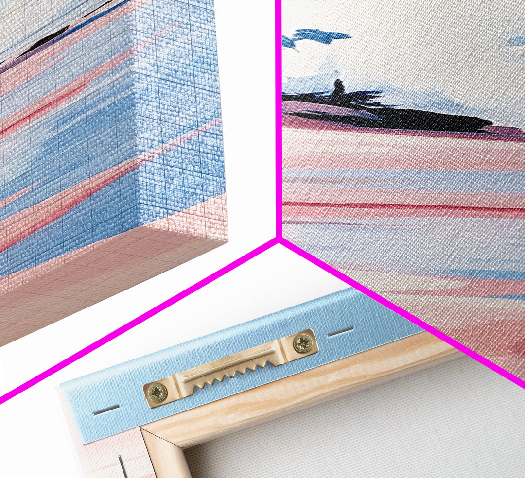 Coastal Serenity, Beach Landscape, Ocean Wall Art, Seascape Painting, Minimalist Art, Living Room Wall Decor, Framed Canvas Print