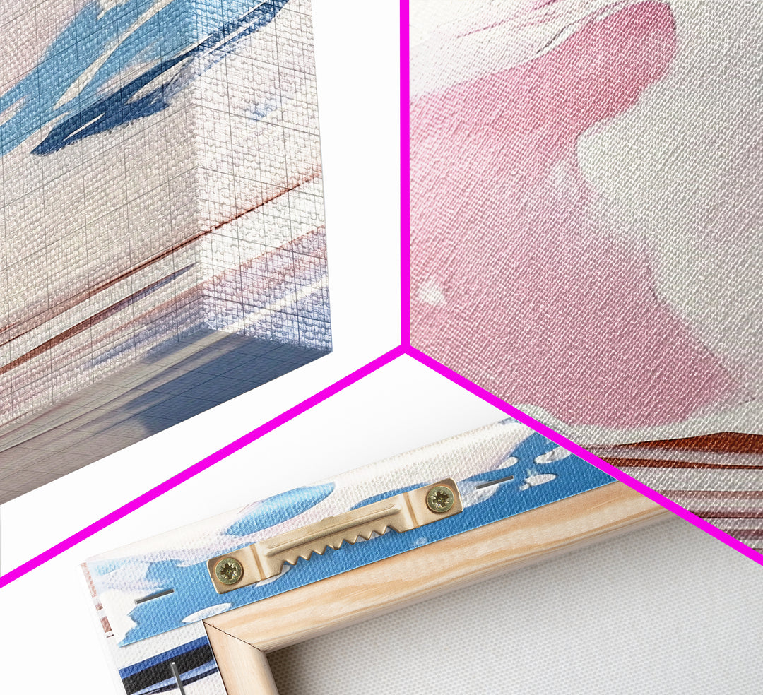 Ocean Wave Splash, Coastal Decor, Pink Beach Art, Framed Canvas Print, Modern Seascape, Minimalist Art, Bathroom Wall Art