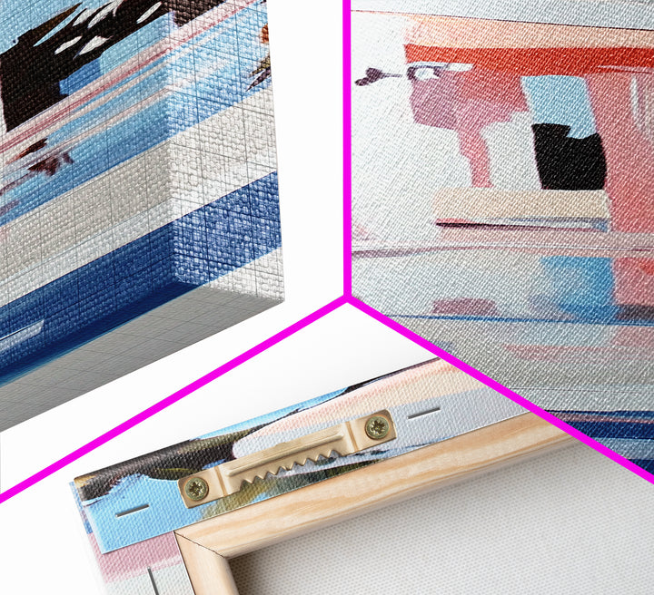 Modern Villa, Coastal Home, Palm Tree Art, Framed Canvas Print, Contemporary Architecture, Living Room Wall Art, Tropical Decor