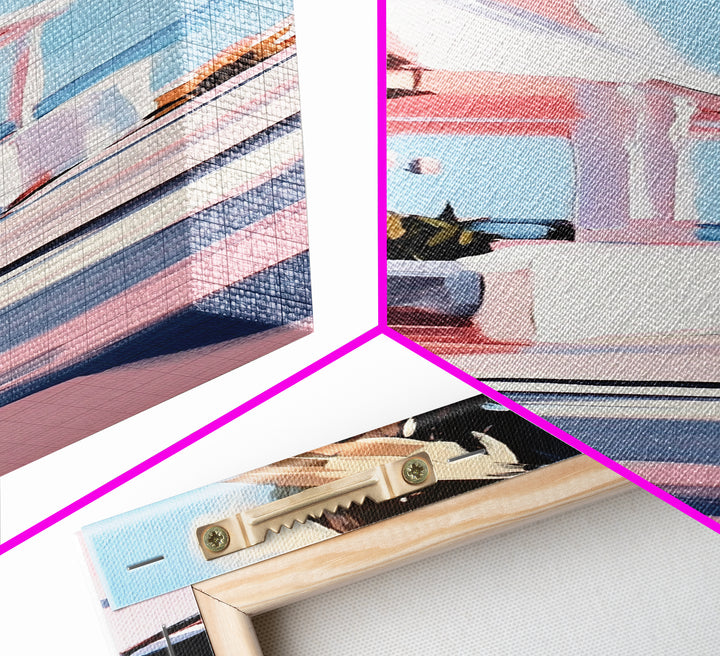 Beach House, Oceanfront Living, Coastal Home, Framed Canvas Print, Tropical Wall Art, Soft Pastel Aesthetic, Living Room Wall Art