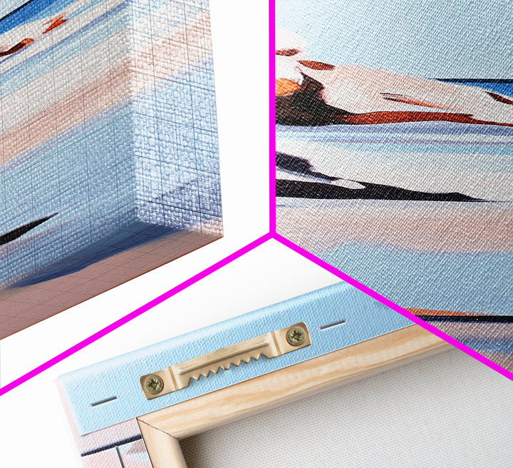 Cliffside, Ocean Horizon, Tranquil Seascape, Minimalist, Soft Pastel, Coastal Aesthetic, Serene Nature, Canvas Print