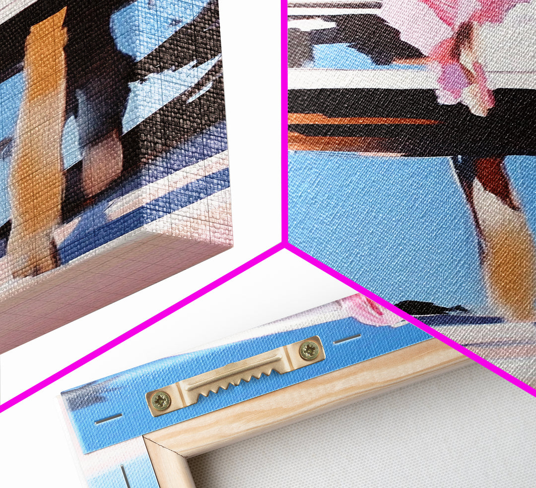 Beach Hut, Coastal Home, Seaside Escape, Nautical Decor, Ocean View, Warm Pastels, Beach House Art, Framed Canvas Print