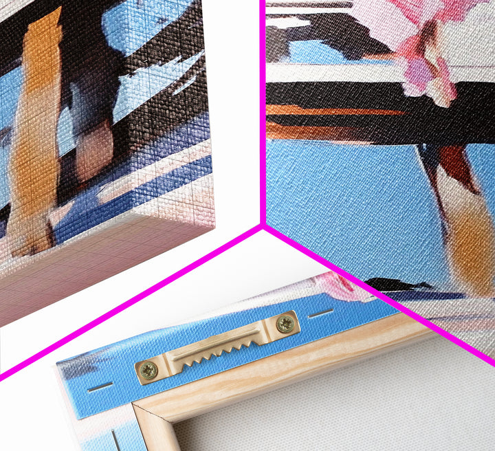 Beach Hut, Coastal Home, Seaside Escape, Nautical Decor, Ocean View, Warm Pastels, Beach House Art, Framed Canvas Print