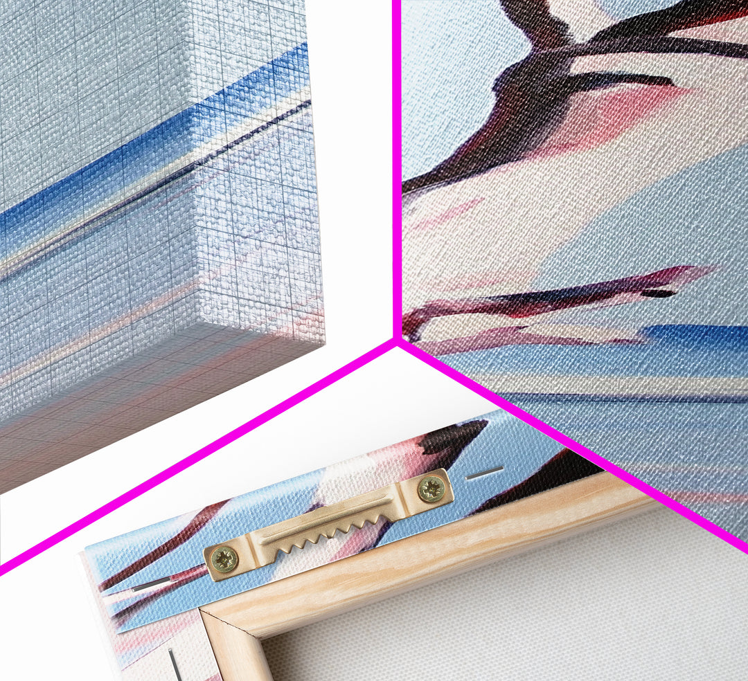 Coastal Branch, Ocean View, Blue Sky, Canvas Print, Modern Wall Art, Beach House Decor, Minimalist Painting, Living Room Art, Gift