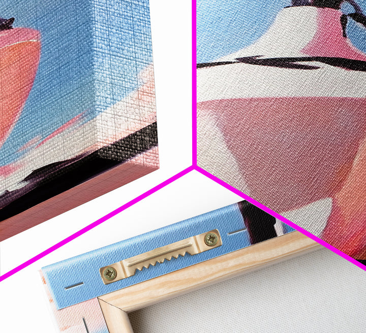 Nautical Buoy, Maritime Decor, Ocean Painting, Framed Canvas Print, Coastal Wall Art, Minimalist Art, Blue and Pink, Gift, Office