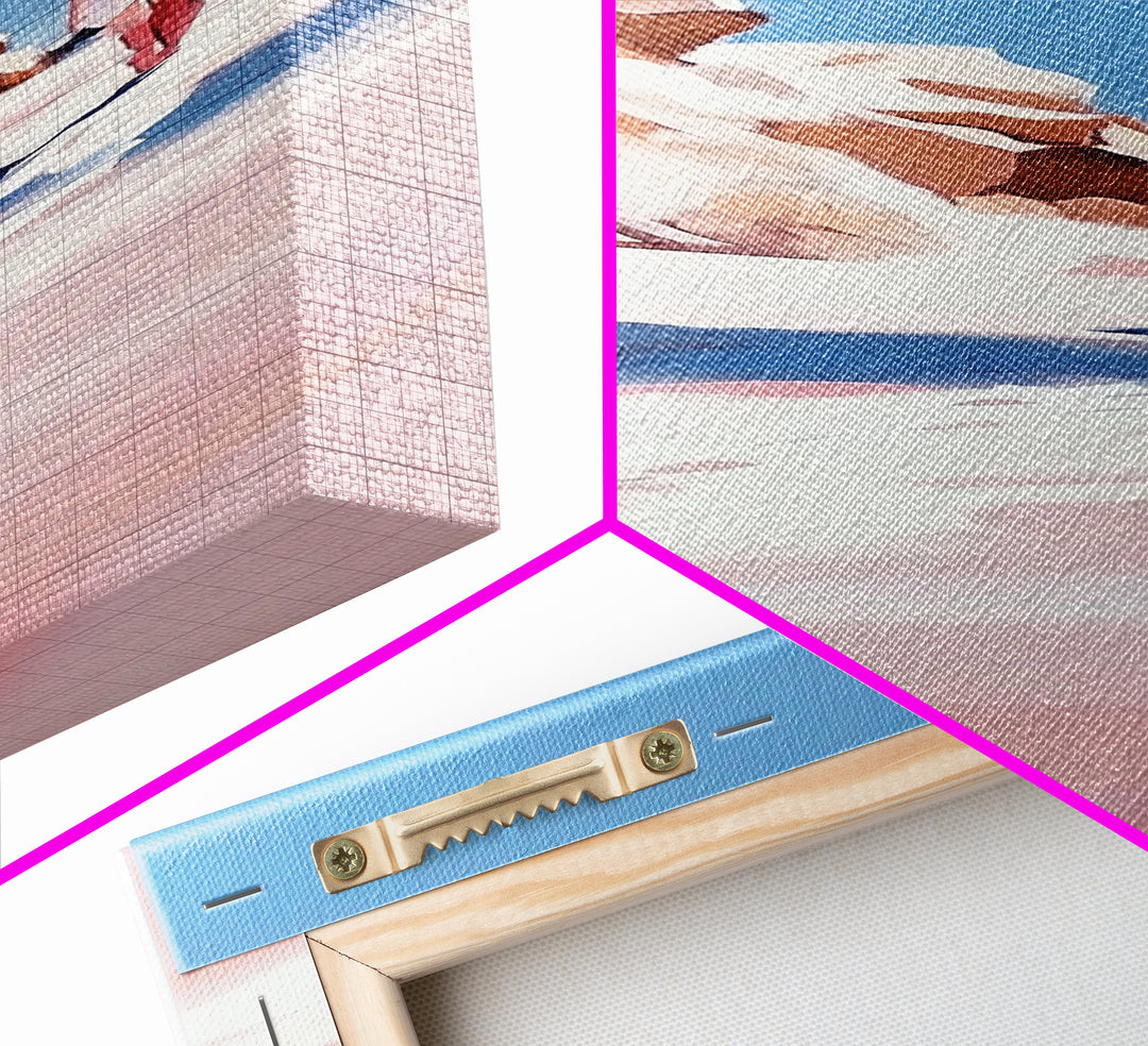 Beach Walk, Ocean Escape, Summer Serenity, Coastal Home Decor, Minimalist Seaside Painting, Modern Aesthetic, Framed Canvas Print