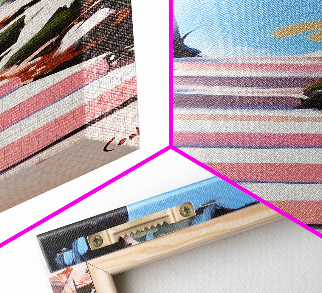 Coastal Pathway, Nature Wall Art, Beach House Decor, Minimalist Landscape, Framed Canvas Print, Blue Wall Art, Summer Aesthetic