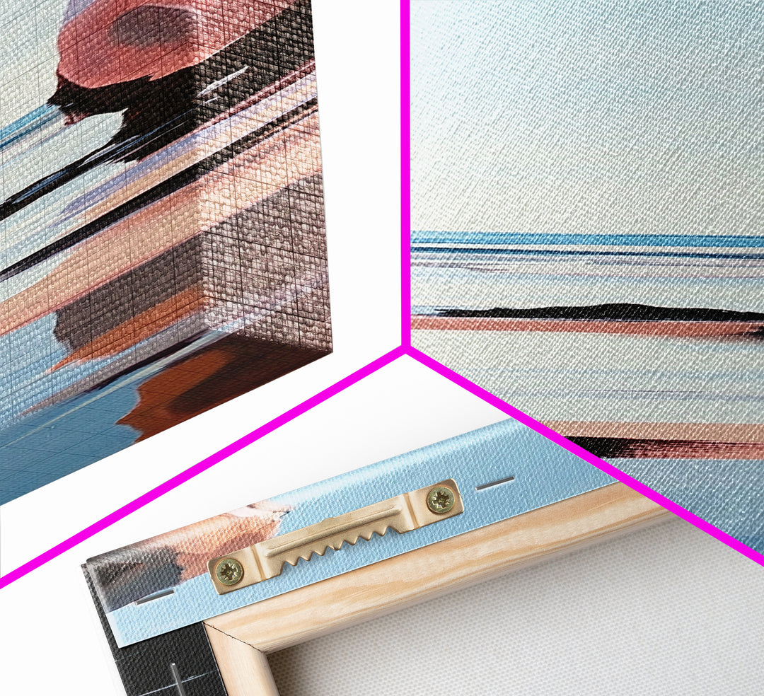 Coastal Rock, Ocean Reflections, Framed Canvas Print, Seaside Cliff Art, Beach House Decor, Minimalist Seascape, Relaxing Wall Art