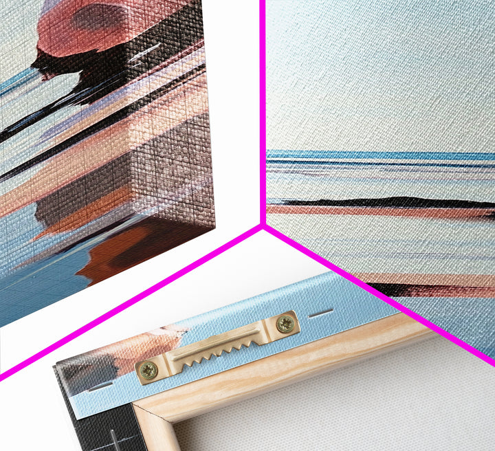 Coastal Rock, Ocean Reflections, Framed Canvas Print, Seaside Cliff Art, Beach House Decor, Minimalist Seascape, Relaxing Wall Art