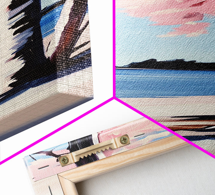 Coastal Birch Tree, Ocean Breeze, Minimalist Landscape, Dreamy Pastels, Framed Canvas Print, Nature Wall Art, Living Room Decor