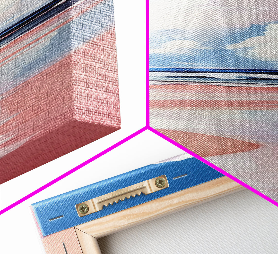 Cloud Reflection, Ocean Horizon, Tranquil Sky, Dreamy Seascape, Framed Canvas Print, Coastal Wall Art, Living Room Decor, Minimalist Blue