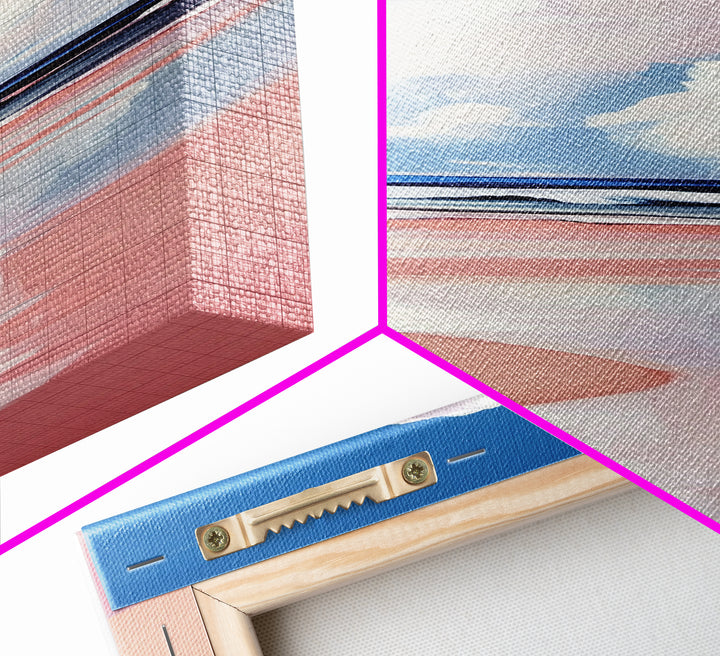 Cloud Reflection, Ocean Horizon, Tranquil Sky, Dreamy Seascape, Framed Canvas Print, Coastal Wall Art, Living Room Decor, Minimalist Blue