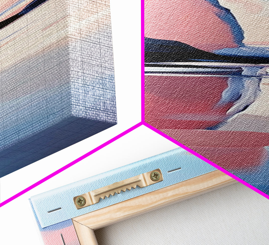 Coastal Rock, Serene Landscape, Pastel Seascape, Ocean Reflection, Boho Wall Art, Nature Inspired Framed Canvas Print, Living Room Decor