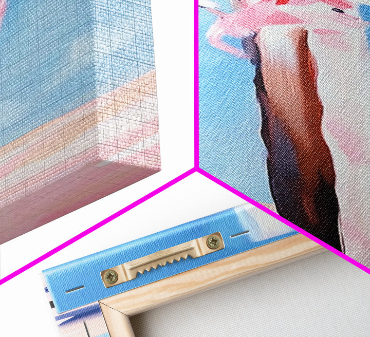 Coastal Utility Pole, Minimalist Beach Art, Soft Pastel Aesthetic, Sky Blue Landscape, Modern Wall Decor, Framed Canvas Print, Ocean Vibes