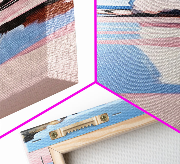 Rock Formation, Coastal Reflection, Ocean Landscape, Soft Pastel Seascape, Modern Boho Art, Nature Inspired Framed Canvas Print, Zen Decor