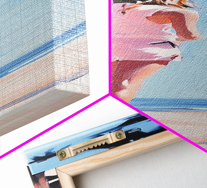 Beach Girl, Coastal Lifestyle, Summer Vibes, Ocean Inspired Aesthetic, Beach Wall Art, Sun-Kissed Decor, Framed Canvas Print, Relaxing Art