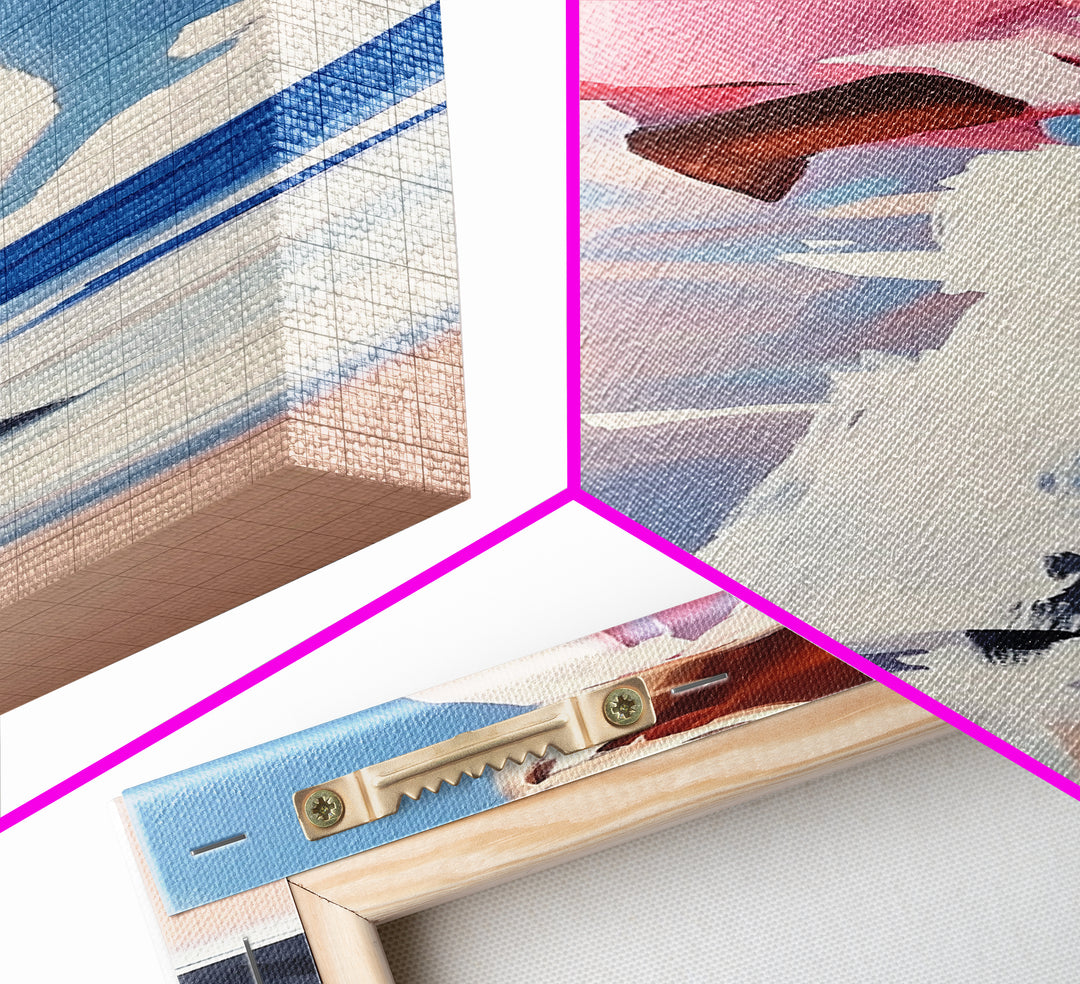 Coastal Breeze, Modern Boho, Soft Pastel Art, Framed Canvas Print, Bedroom Wall Decor, Feminine Aesthetic, Ocean Serenity