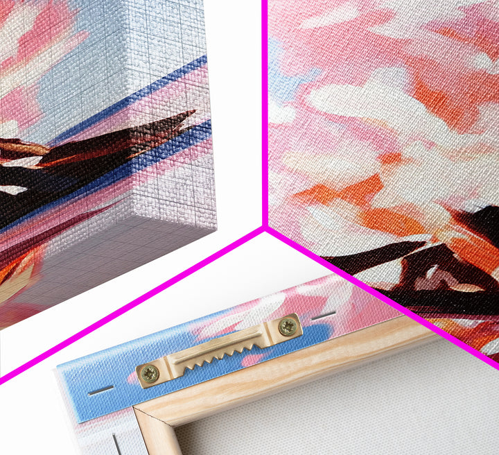 Campfire Glow, rustic cabin art, warm autumn decor, boho landscape, firelight painting, cozy home art, framed canvas print