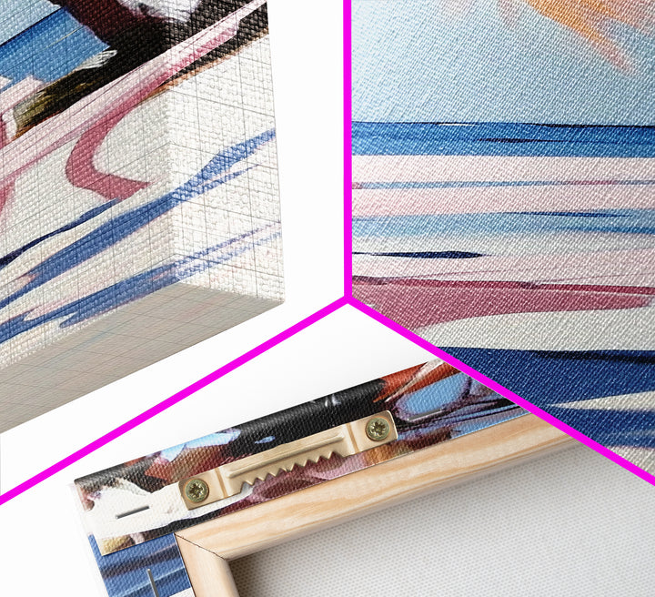 Beach Bench, Palm Tree, Ocean View, Framed Canvas Print, Coastal Wall Art, Tropical Decor, Boho Beach Art, Living Room Wall Art