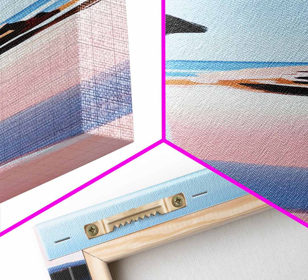 Coastal Cliffs, Pink Waves, Ocean Sunset, Canvas Print, Seascape Wall Art, Beach House Decor, Minimalist Coastal Art, Bedroom Wall Art