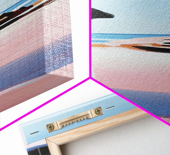 Coastal Cliffs, Pink Waves, Ocean Sunset, Canvas Print, Seascape Wall Art, Beach House Decor, Minimalist Coastal Art, Bedroom Wall Art