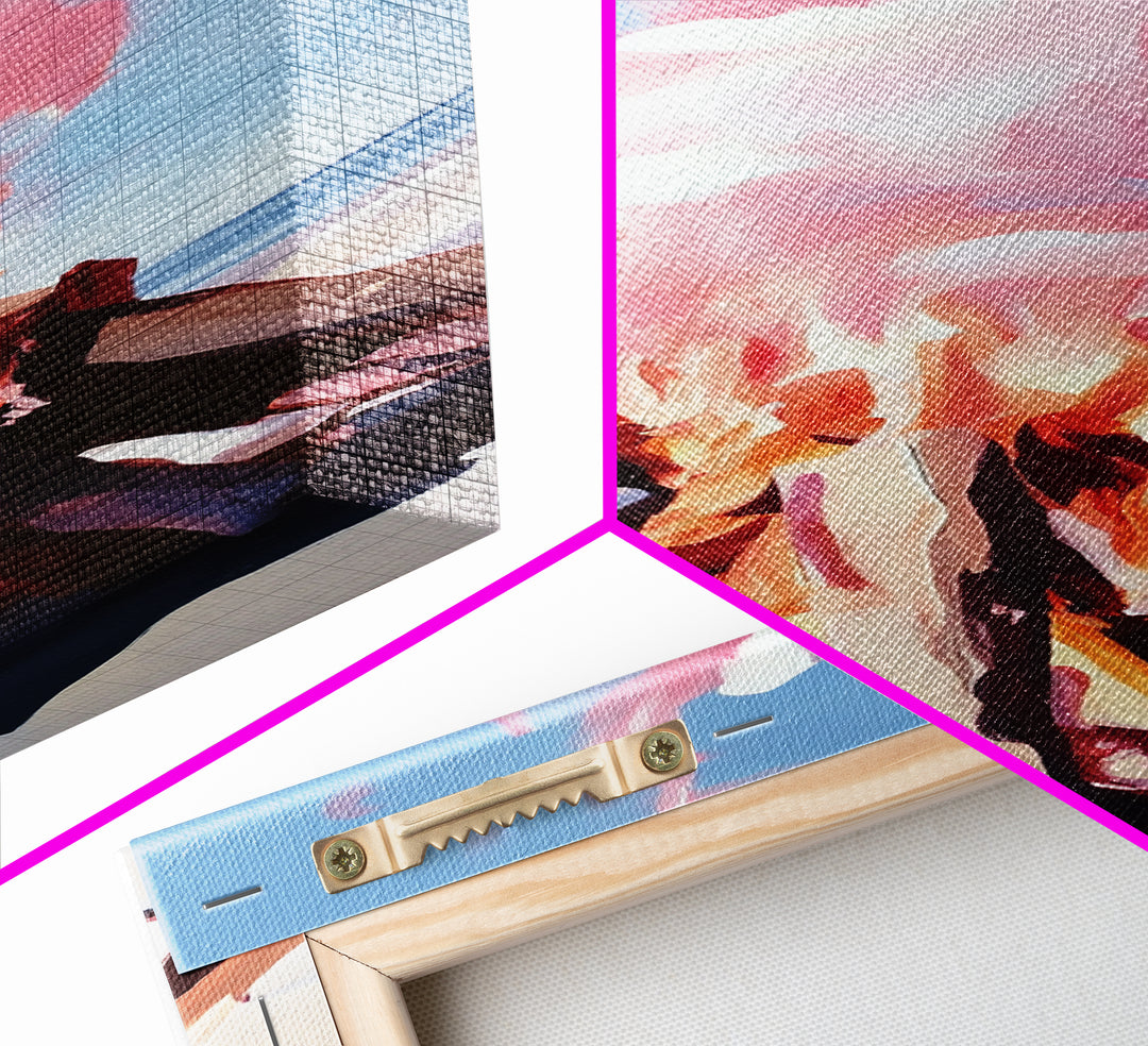 Beach Campfire, warm fall decor, rustic wilderness art, outdoor adventure painting, cozy cabin vibes, framed canvas print