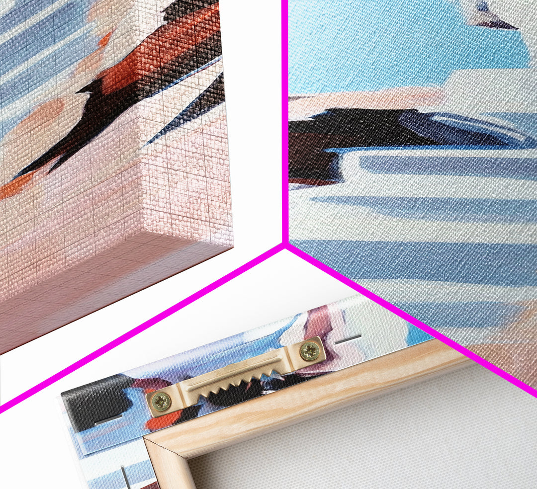 Cliffside Beauty, White Dress, Tranquil Escape, Canvas Print, Modern Wall Art, Boho Beach Decor, Bedroom Wall Art, Minimalist Coastal