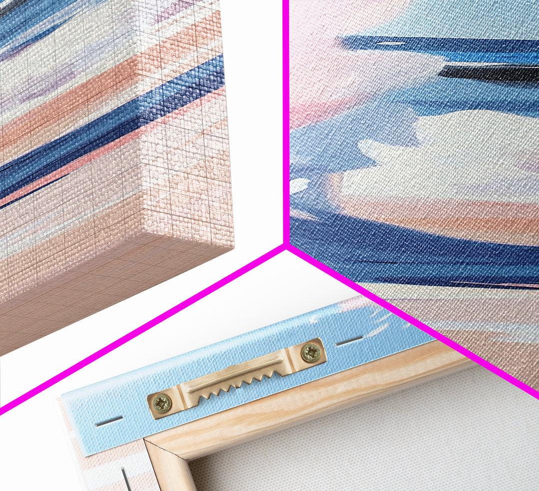 Coastal Wave, Pink Sunset, Canvas Print, Modern Beach Art, Abstract Ocean Wall Decor, Nautical Home Aesthetic, Living Room Art