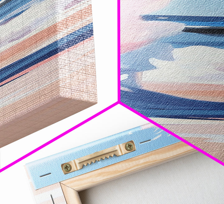 Coastal Wave, Pink Sunset, Canvas Print, Modern Beach Art, Abstract Ocean Wall Decor, Nautical Home Aesthetic, Living Room Art