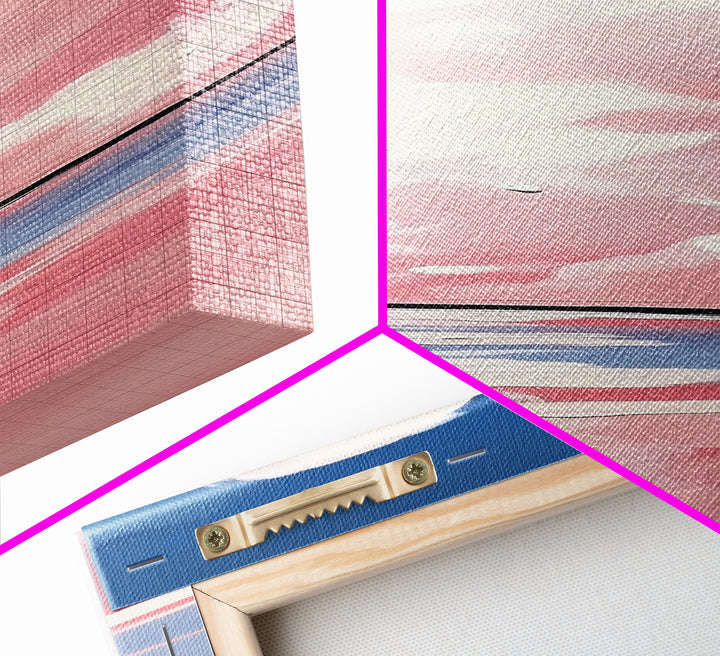 Dreamy Sky, Cotton Candy Clouds, Tranquil Seascape, Framed Canvas Print, Soft Pastel Art, Minimalist Ocean Decor, Bedroom Wall Art