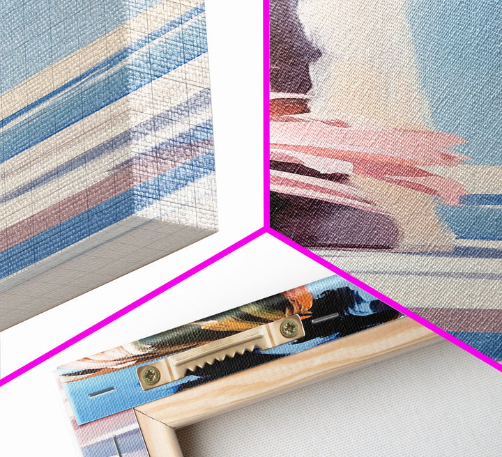 Coastal Palm Tree, Tropical Wall Art, Seaside Home Decor, Framed Canvas Print, Pastel Beach Aesthetic, Living Room Art, Summer Vibes