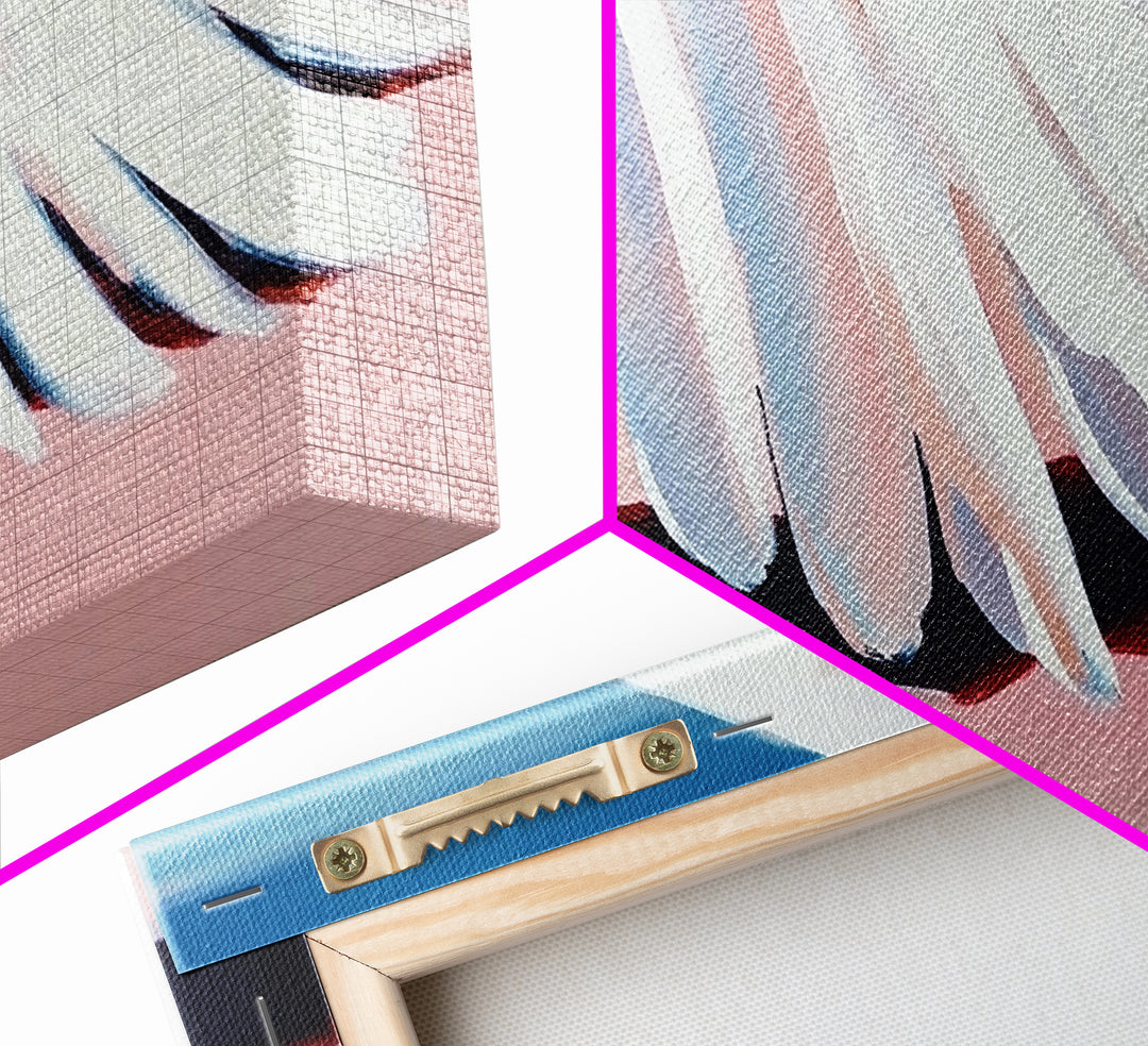 Bird Wing Painting, Abstract Nature Art, Soft Pastel Wall Art, Minimalist Feather Print, Elegant Aesthetic, Framed Canvas Print