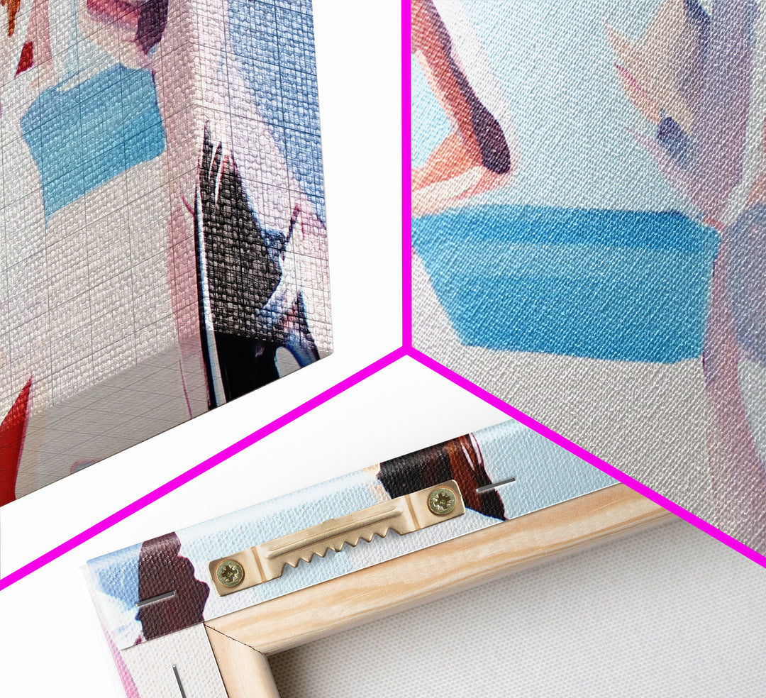 Beach Wedding Art, Elegant Women Painting, Soft Pastel Coastal Decor, Feminine Ocean Scene, Chic Minimalist Aesthetic, Canvas Print