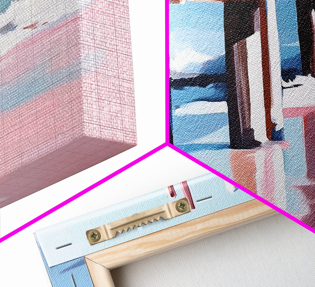 Beach Pier Painting, Coastal Ocean Scene, Nautical Seascape Art, Minimalist Modern Aesthetic, Relaxing Summer Wall Decor, Canvas Print