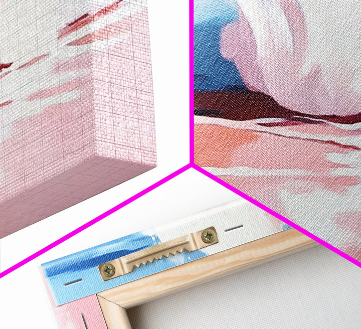 Ocean Wave, Soft Pink, Beach Scene, Canvas Print, Coastal Wall Art, Modern Home Decor, Nautical Aesthetic, Tranquil Bedroom Wall Art
